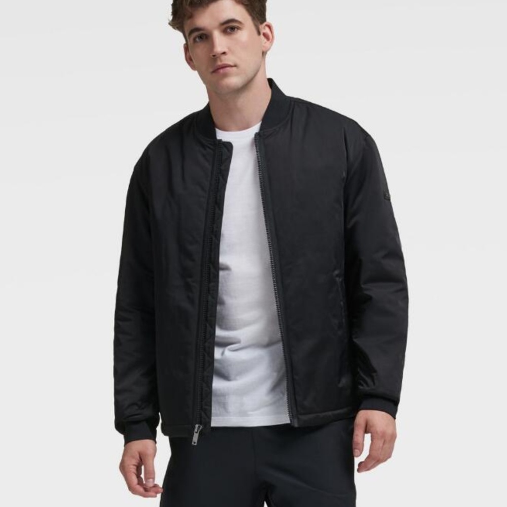 New DKNY Navy Nylon Utility Bomber Jacket